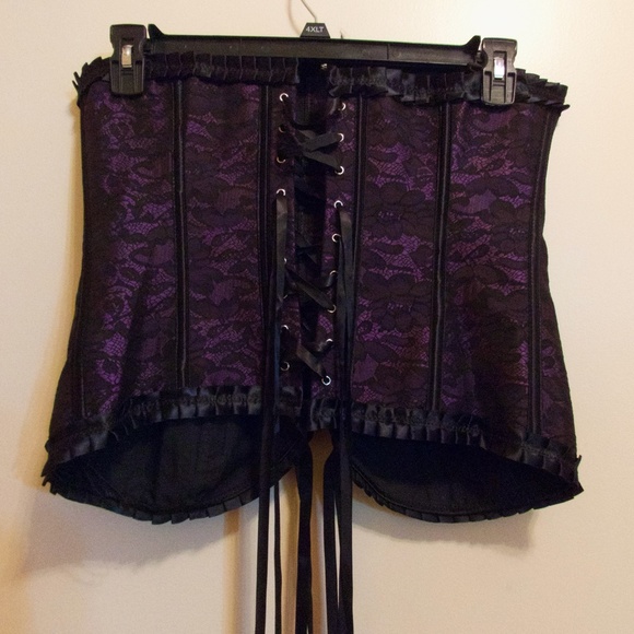 Deep Purple Zip Up Front Corset 2XL - Picture 4 of 4
